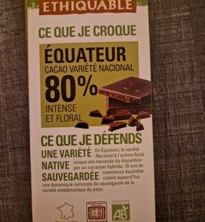 Ethiquable Chocolat noir 80% Équateur intense et floral — MS Bhai Bhai Enterprise