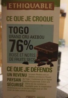 ETHIQUABLE Togo grand cru akebou 76% — MS Bhai Bhai Enterprise